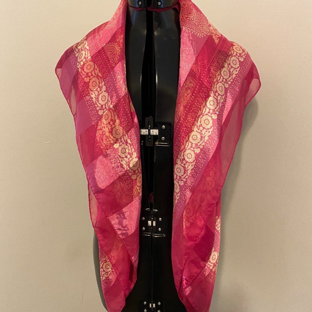 Boho Silky Stripped Floral Womens Scarf